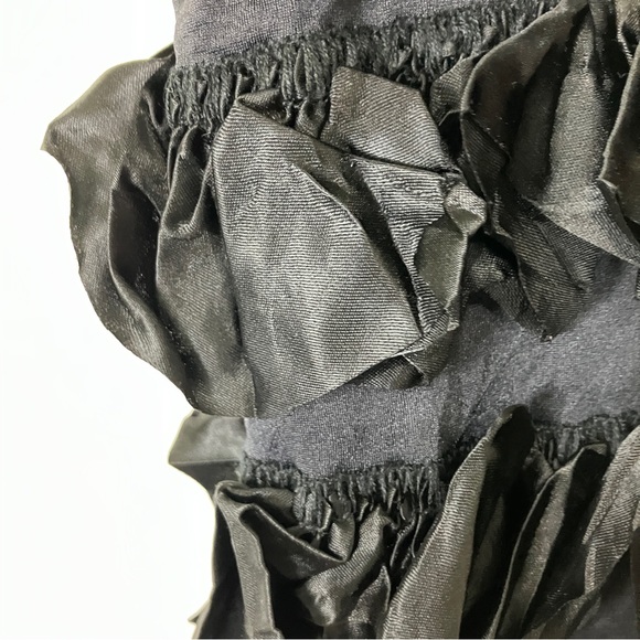 Vintage black ruffle bodycon bandage dress midi cocktail party frilly tiered - Picture 8 of 9